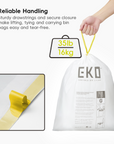 White EKO bin bag with yellow drawstring
