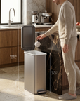Hudson Slim 50 Liter / 13 Gallon Matte Stainless Steel Step Trash Can with Lid
