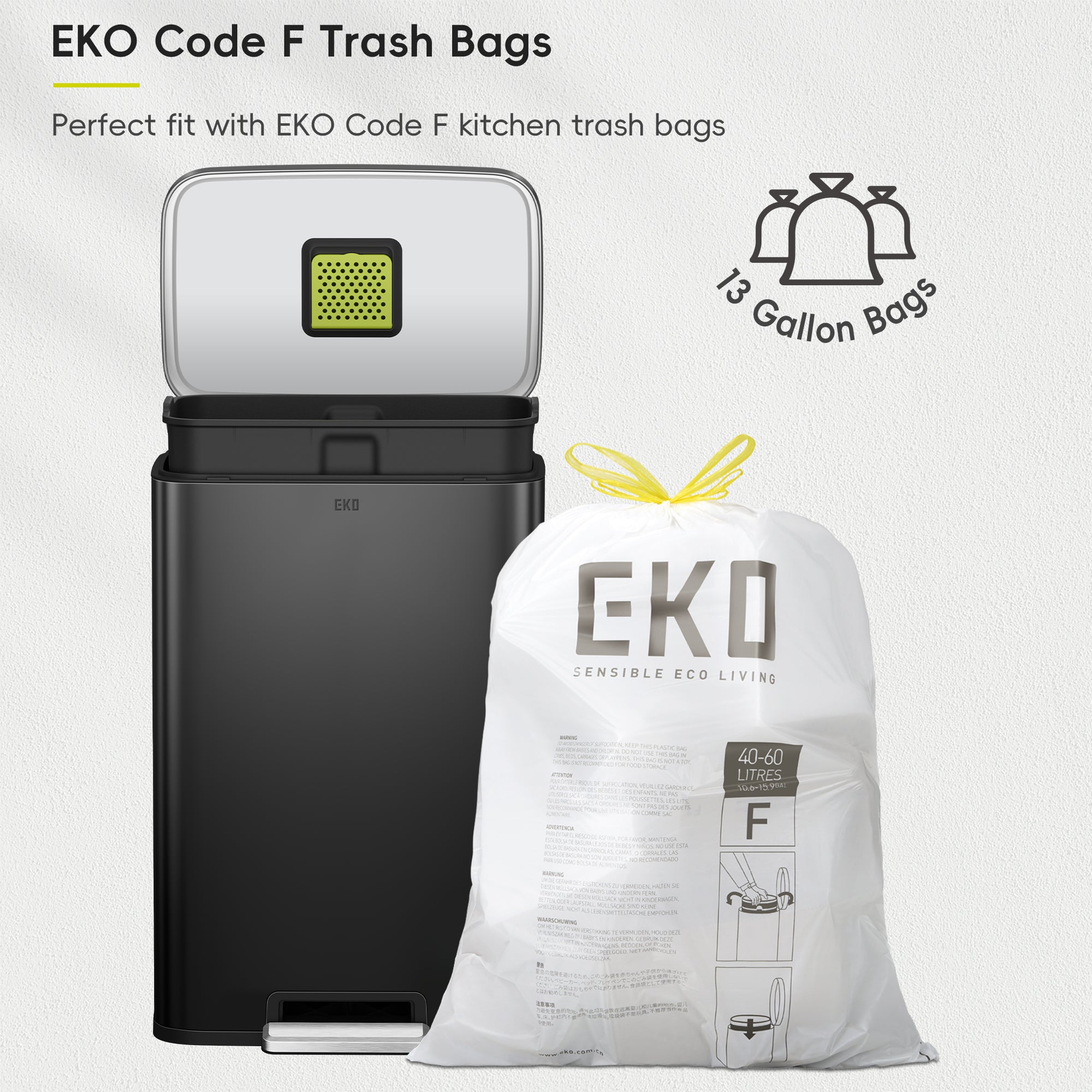 Madison Step Can with Liner – 50L / 13.2 Gal – Matte Black