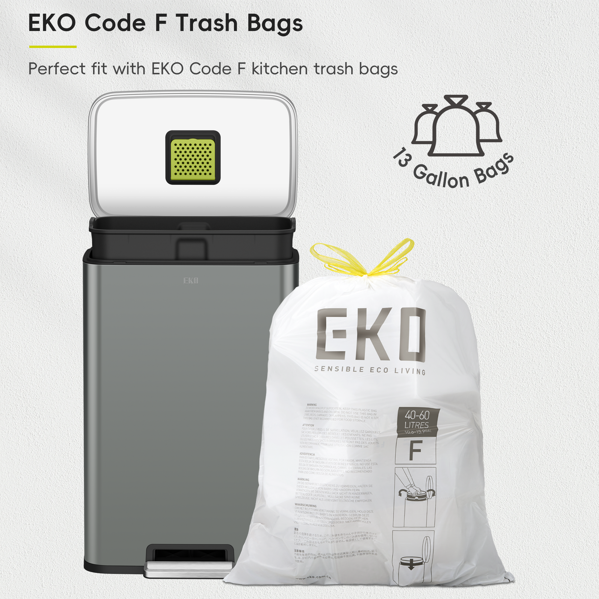 Madison Nardo Grey Stainless Steel 50 Liter/13.2 Gallon Step Trash Can