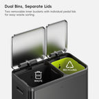 EcoCasa Dual Compartment Step Recycling Trash Can, 30+20 L / 8+5.3 Gal, Stainless Steel