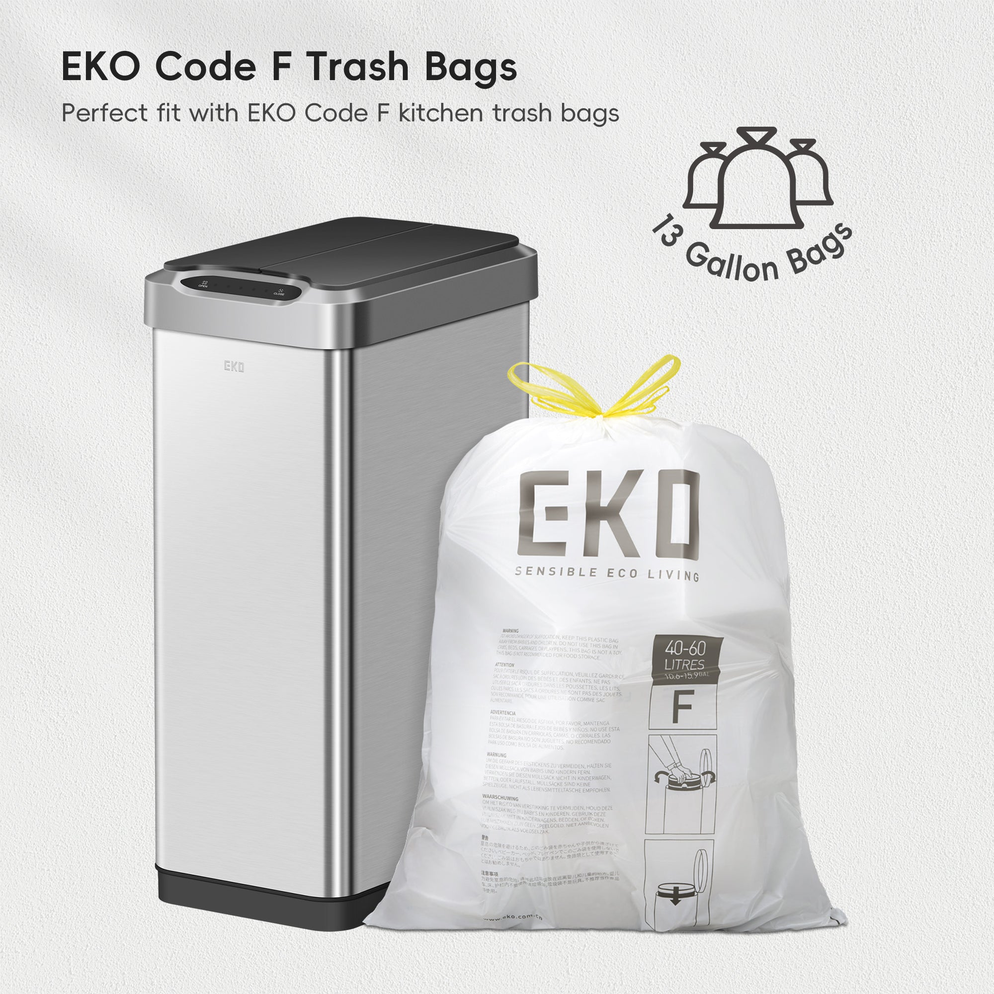 EKO Phantom-T Sensor Can – 50L / 13.2 Gal – Trash Bags