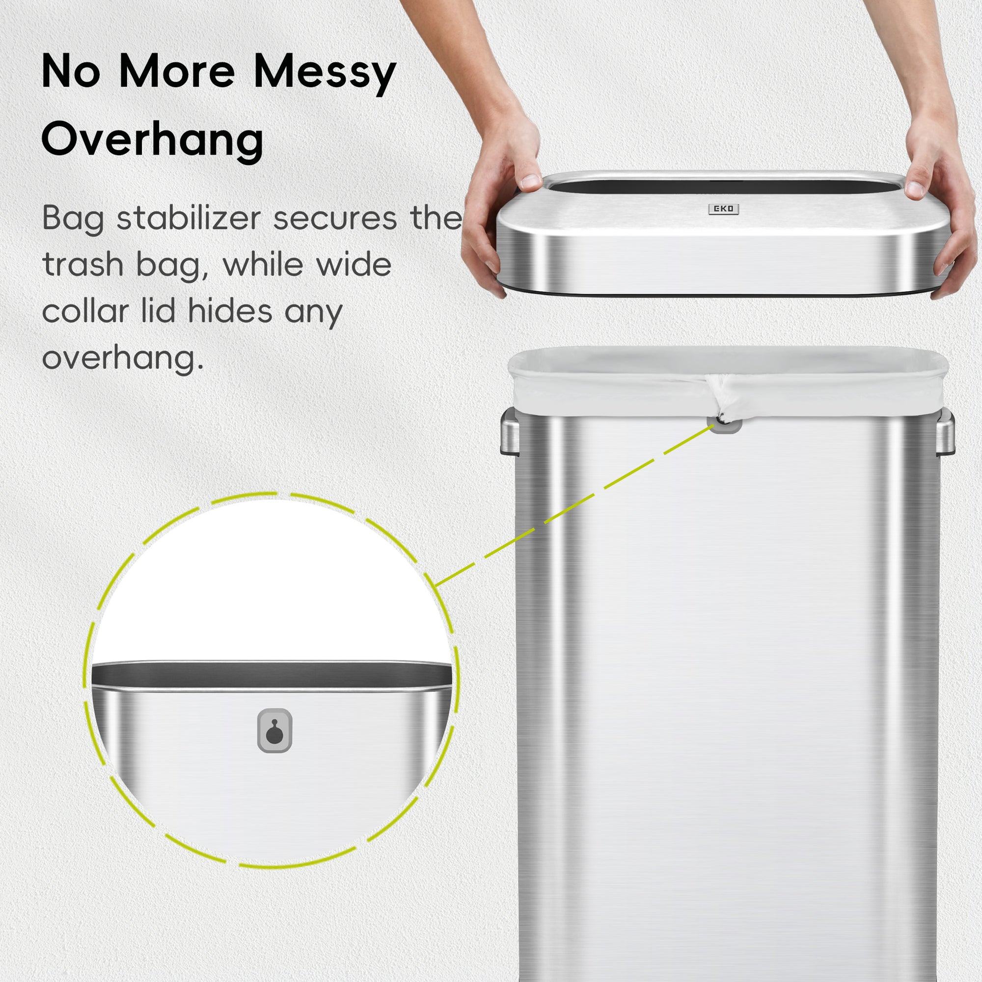 EKO Urban Slim Open Top Trash Can Commercial Grade - 90L / 23.7 Gal  – No More Messy Overhang
