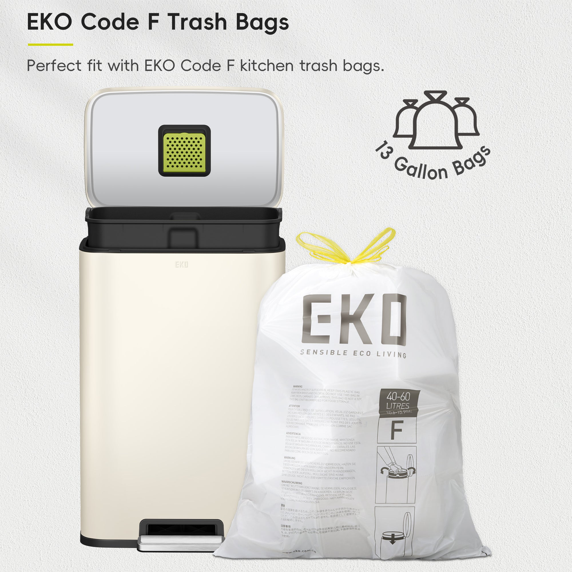 Madison Vanilla Steel 50 Liter/13.2 Gallon Step Trash Can with Inner Liner