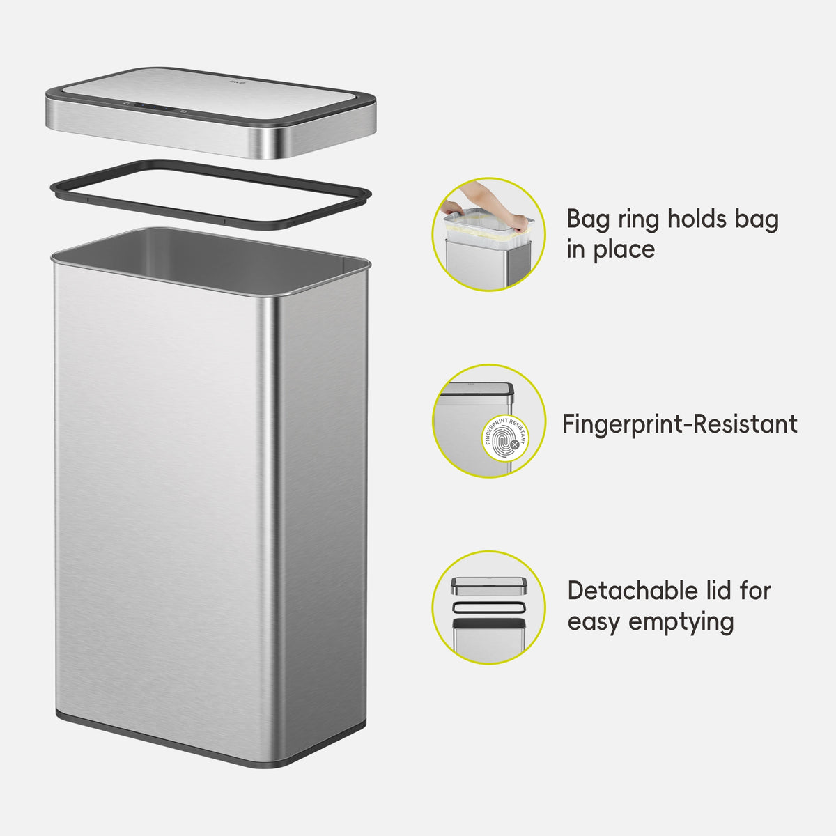 Nova Stainless Steel Motion Sensor Trash Can