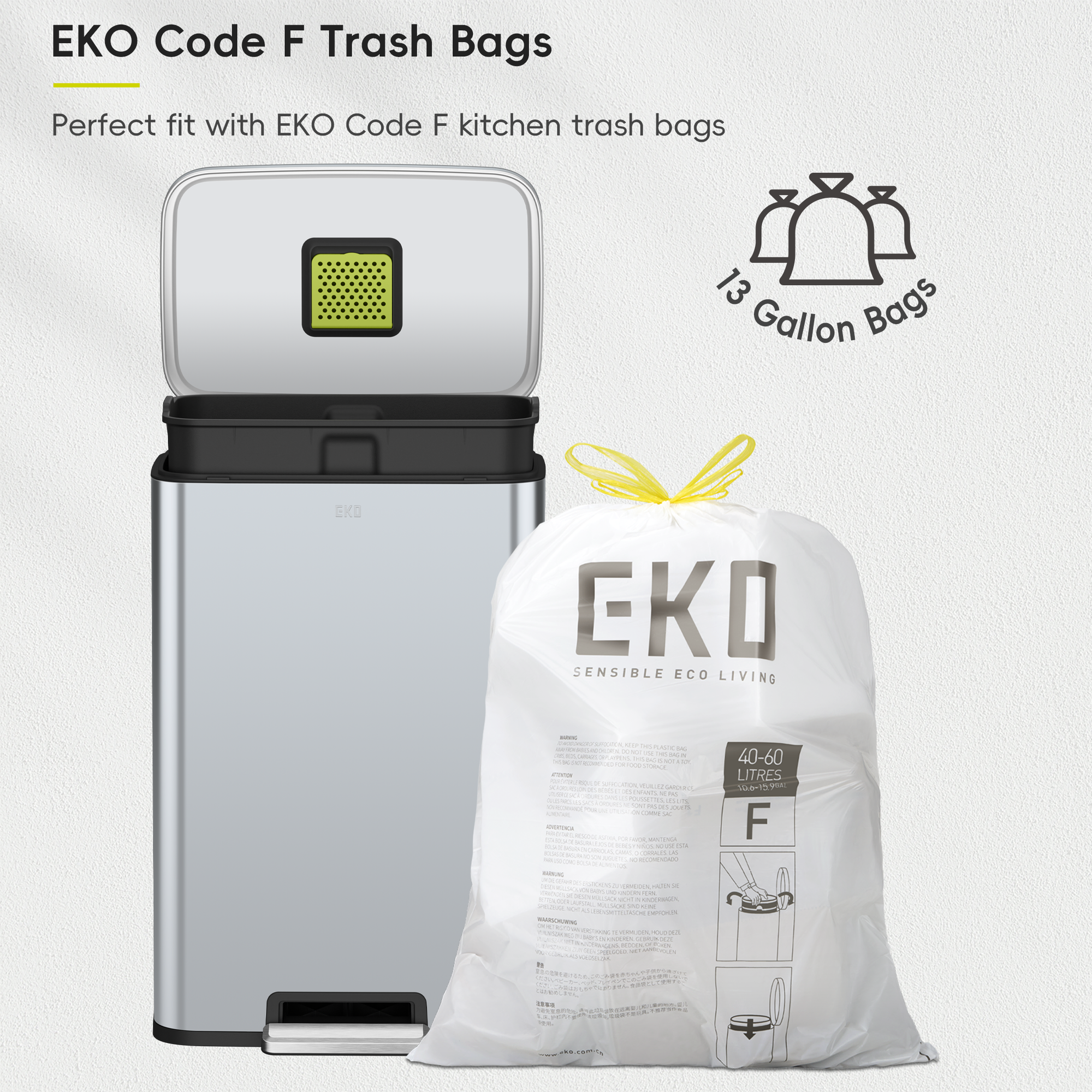 Madison Matte Grey Stainless Steel 50 Liter/13.2 Gallon Step Trash Can