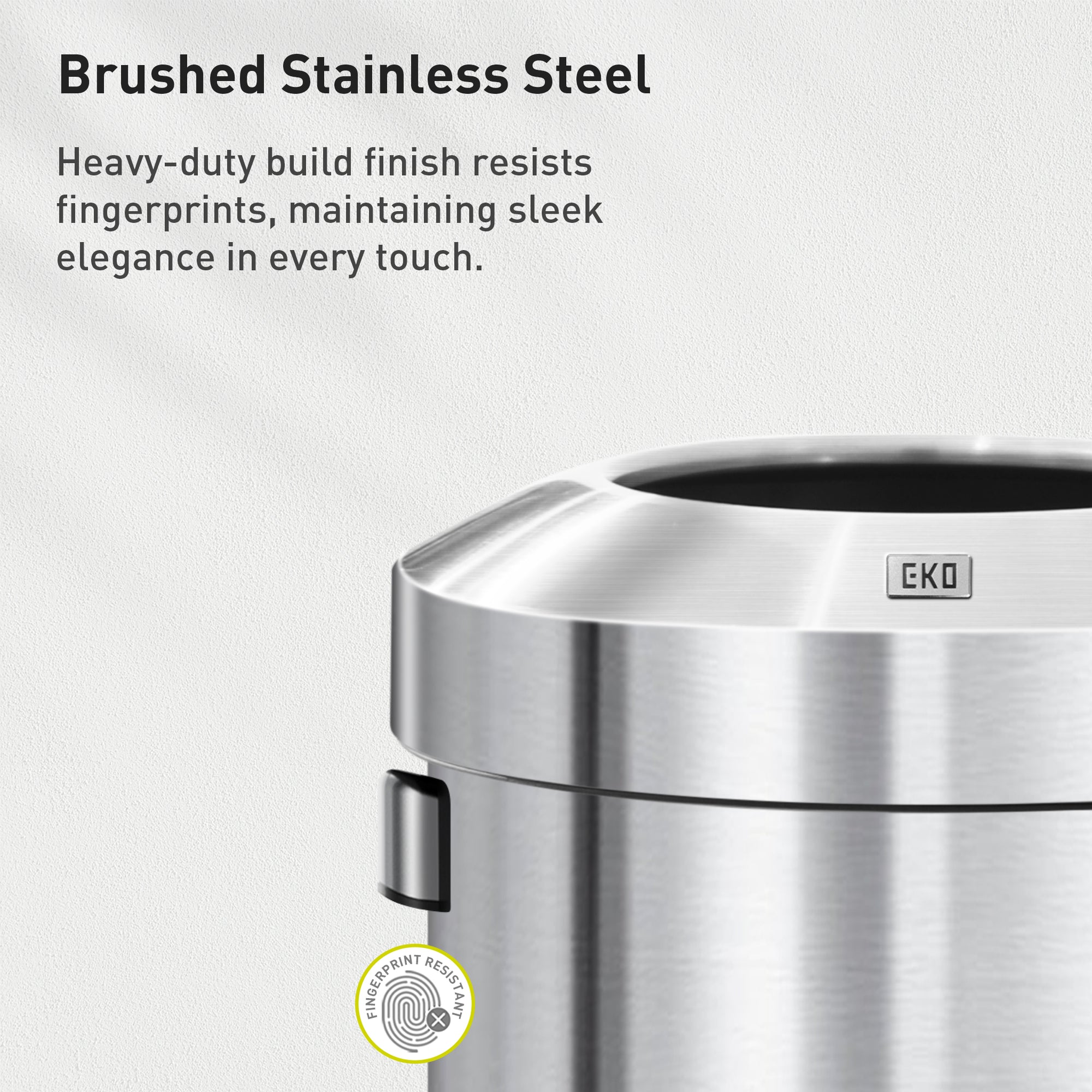 EKO Urban Round Open Top Can Commercial Grade - 60L / 16 Gal – Brushed Stainless Steel