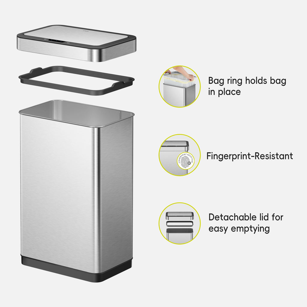 Nova Motion Sensor & Recycling Trash Can, Stainless Steel