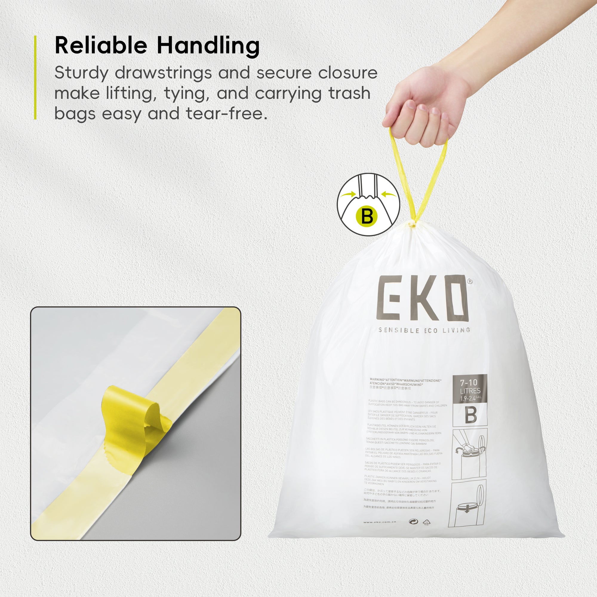EKO Code B - 2.6 Gallon Easy-Dispense Roll Trash Bag - 80 Count (7-10L) – Reliable Handling
