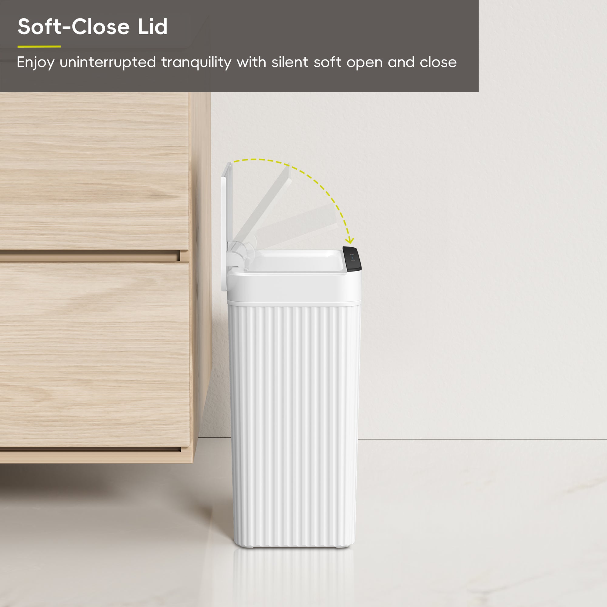 EKO Brio 10L / 2.6 Gallon in White Compact Design Motion Sensor Trash Can – Soft-Close Lid