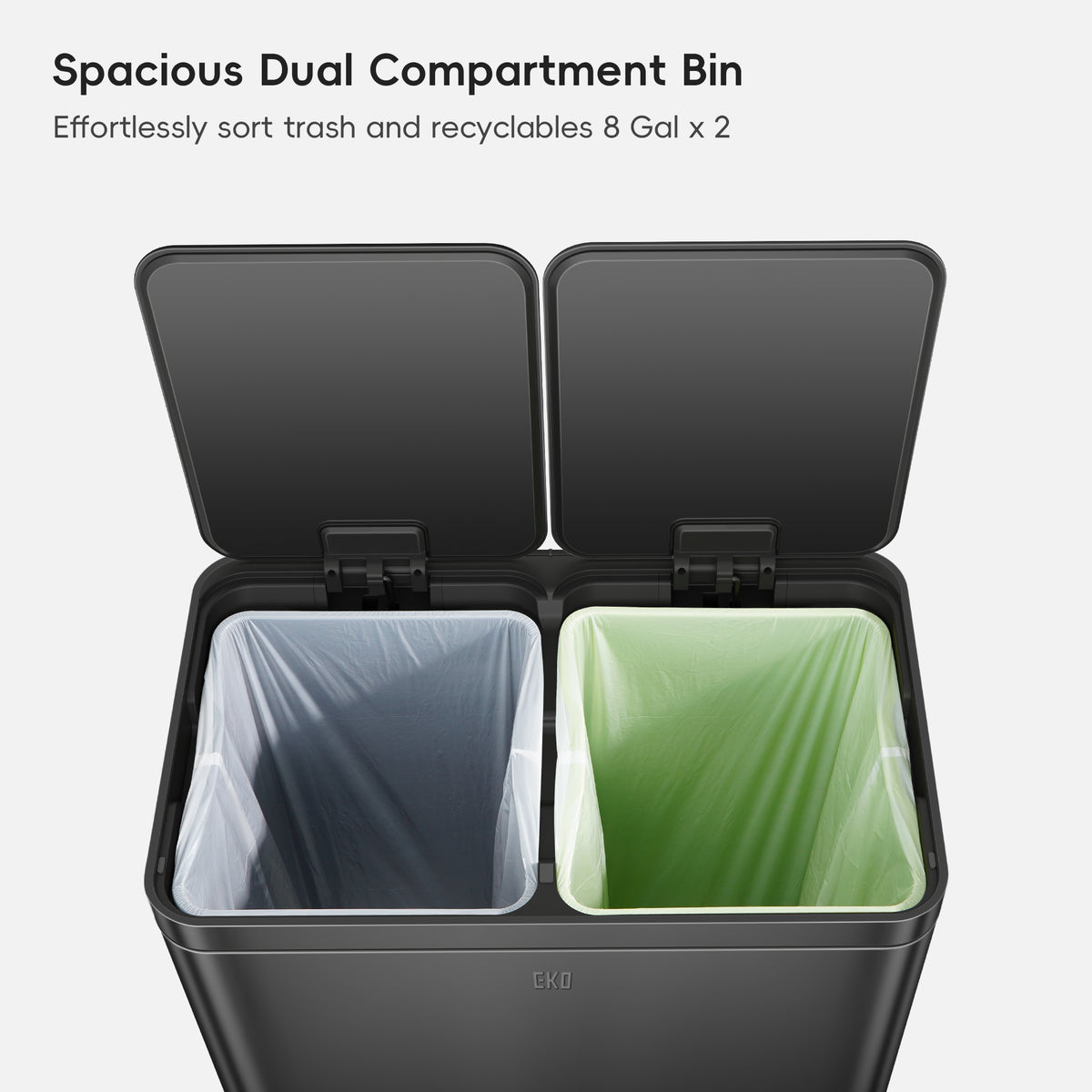 Edison Dual Compartment Step Can with Removable Inner Liners 30+30 L / 8+8 Gal