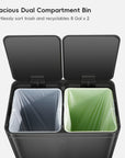 Edison Dual Compartment Step Can with Removable Inner Liners 30+30 L / 8+8 Gal