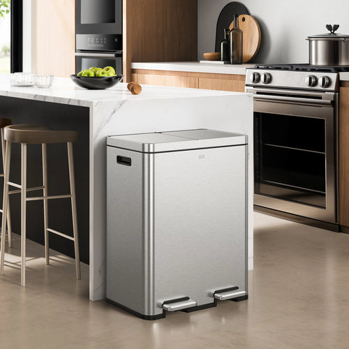 Edison Dual Compartment Step Can with Removable Inner Liners 30+30 L / 8+8 Gal