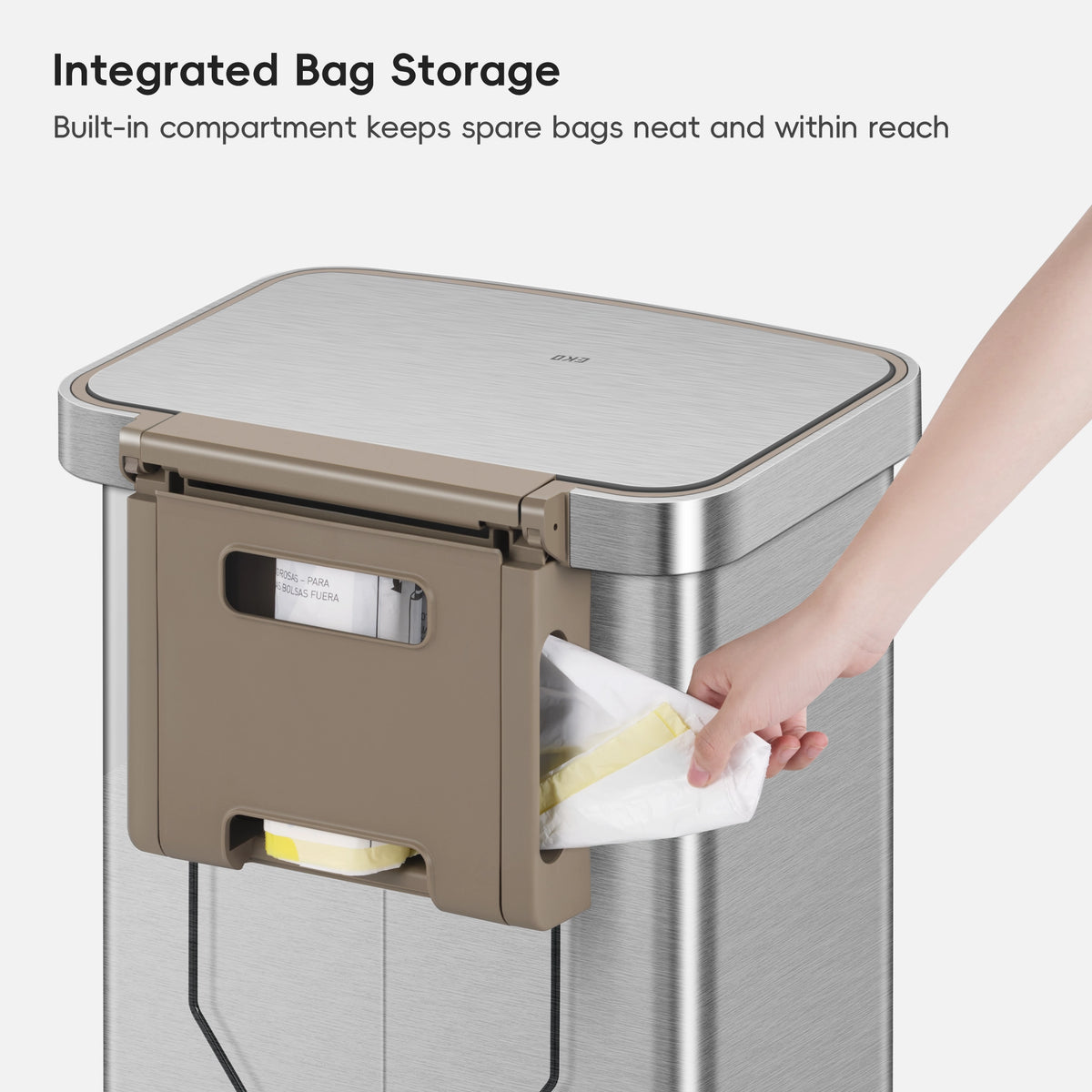 Hudson Step Can with Bag Compartment Stainless Steel
