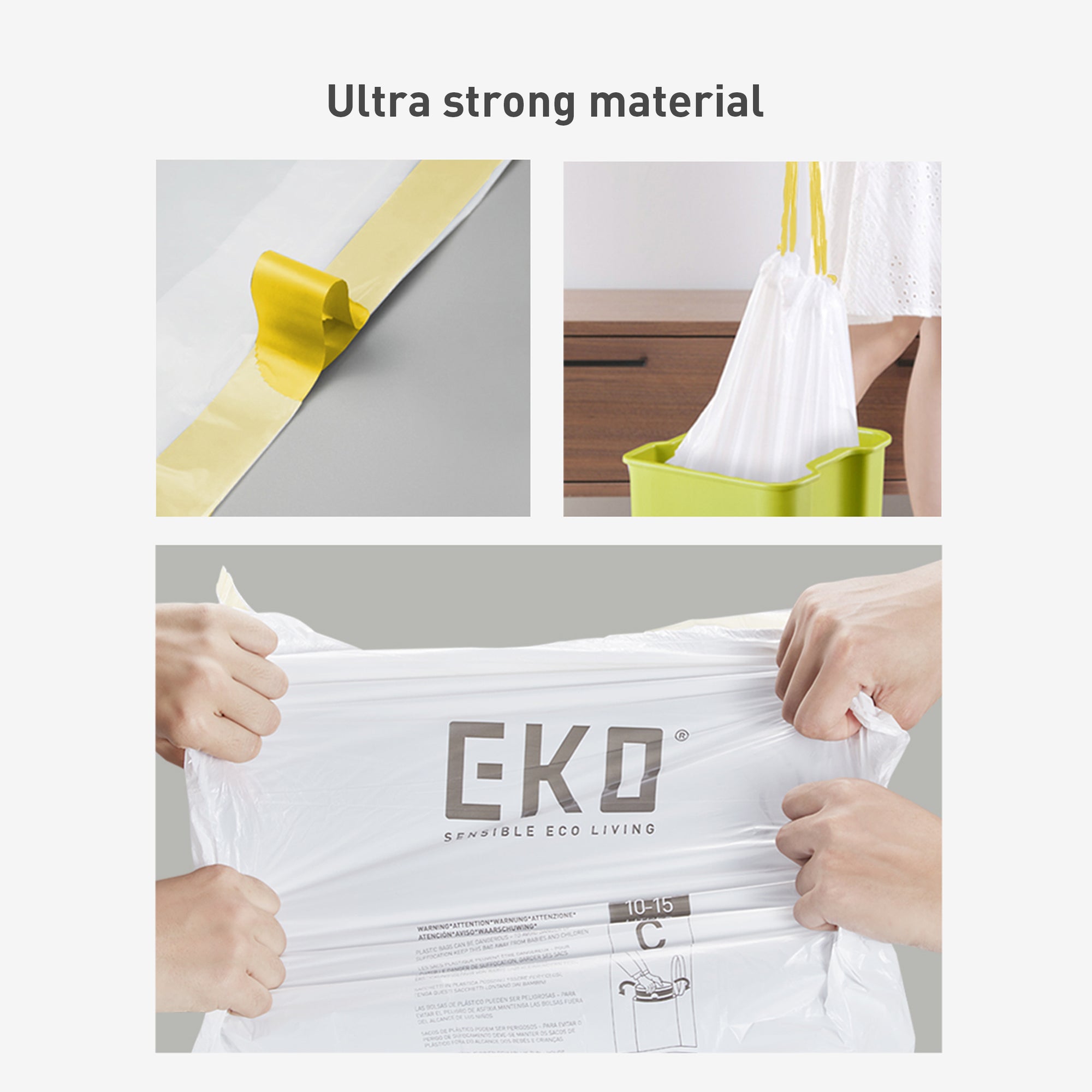 EKO Code C - 4 Gallon Easy-Dispense Roll Trash Bag - 80 Count (10-15L) – Ultra strong material