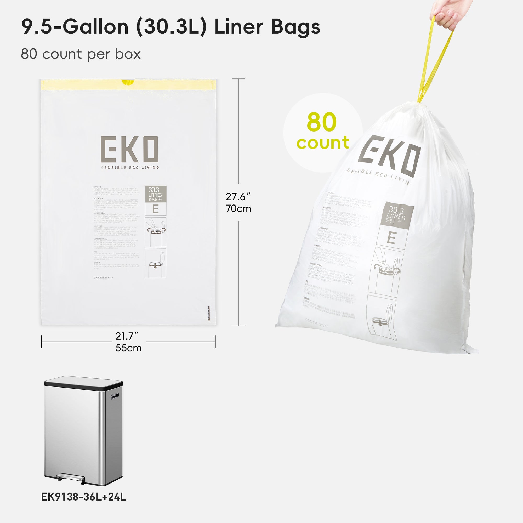 Code Z - 12.5 Gallon  Easy-Dispense Roll Trash Bag - 110 Count (40-60L)