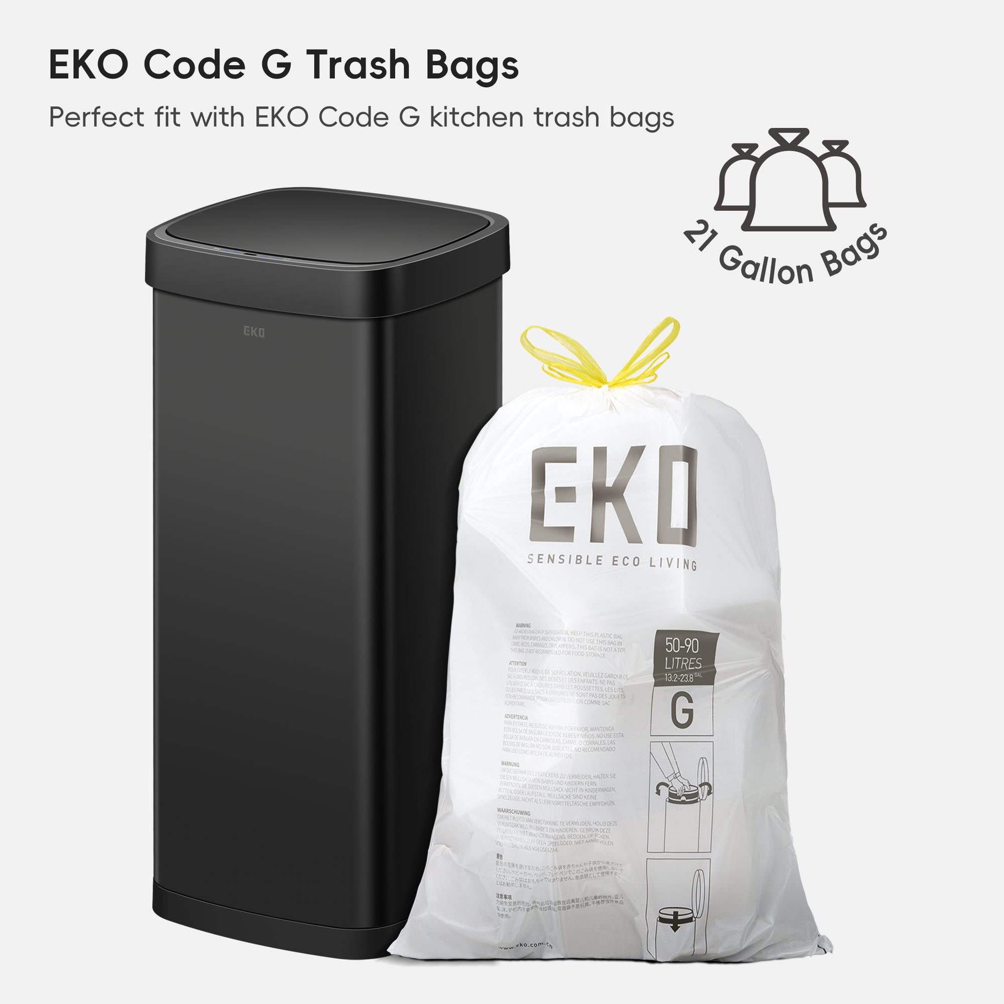 Ecosmart Motion Sensor Square Trash Can Stainless Steel 80 L / 21.1 Gal