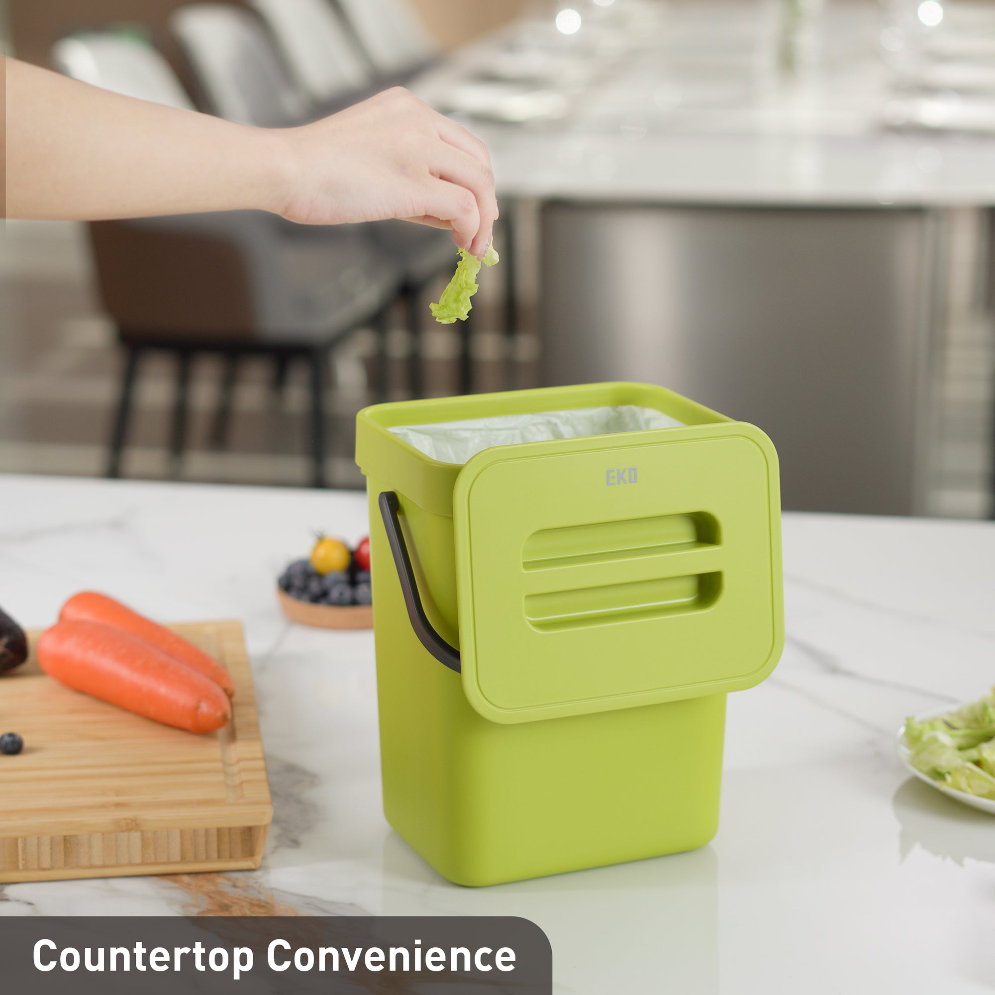 EKO Puro Compost Bin with Lid - Lime 5L / 1.32 Gal – Countertop Convenience