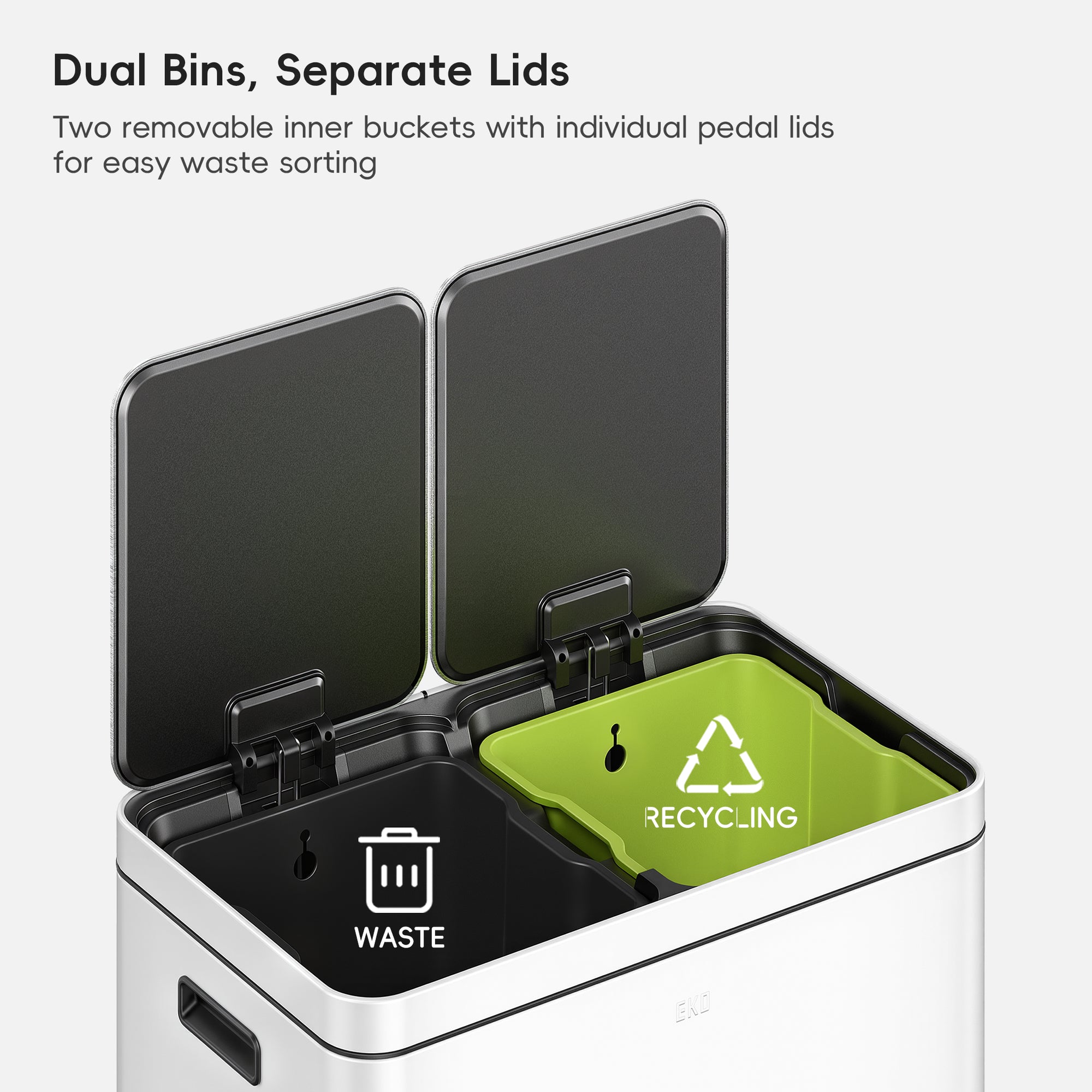 Edison Dual Compartment Step Can with Removable Inner Liners 30+30 L / 8+8 Gal