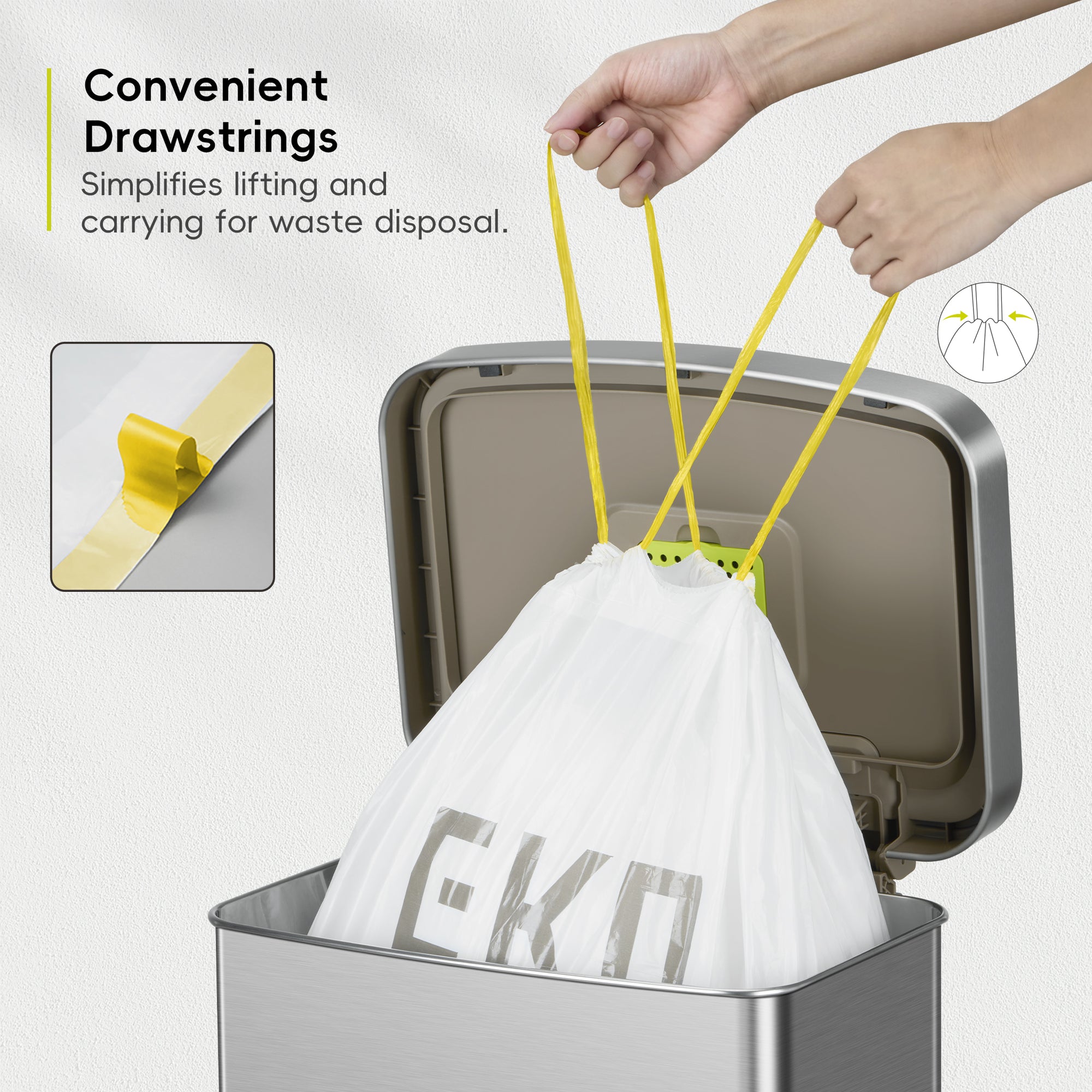 EKO Code G - 21 Gallon Easy-Dispense Roll Trash Bag - 60 Count (79.5L) – Convenient Drawstrings
