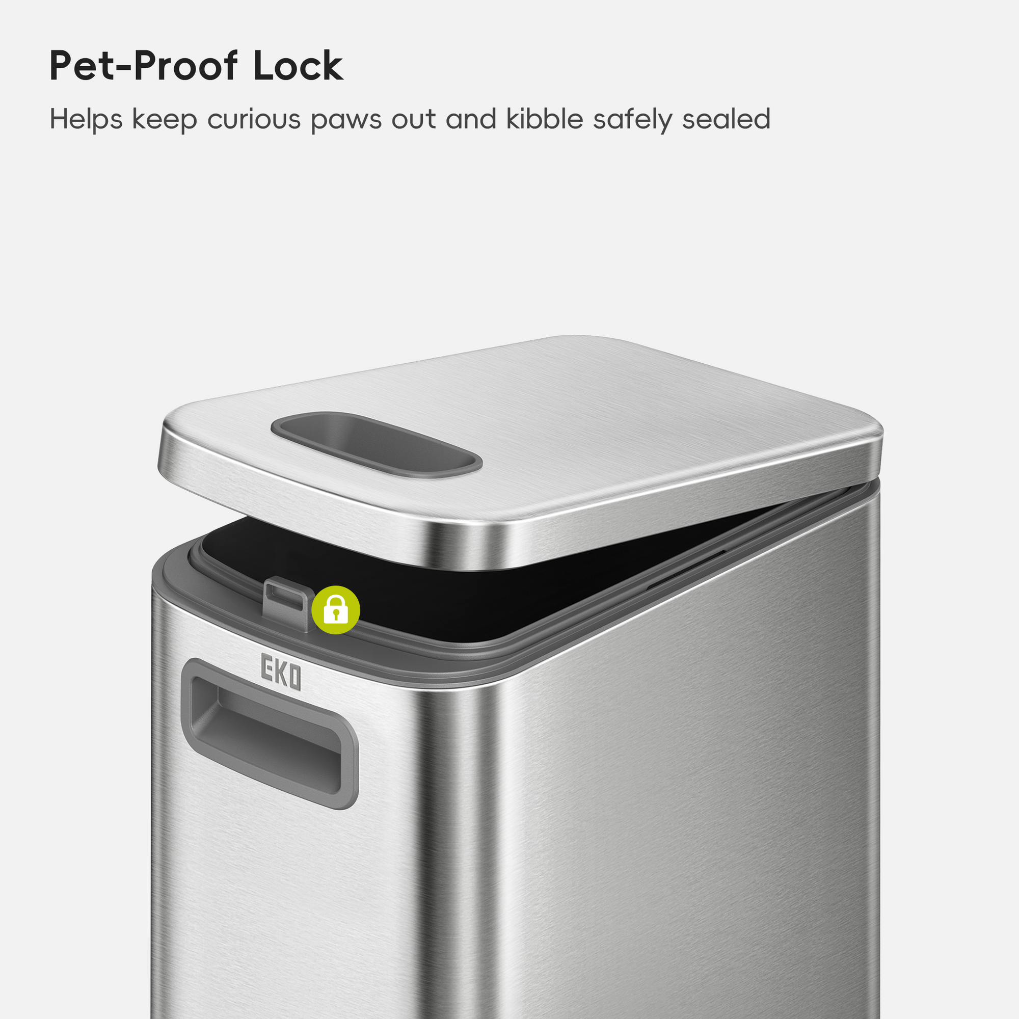 EKO 45 lb Stainless Steel Pet Food Storage Container with Lockable Airtight Lid