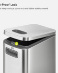 EKO 45 lb Stainless Steel Pet Food Storage Container with Lockable Airtight Lid