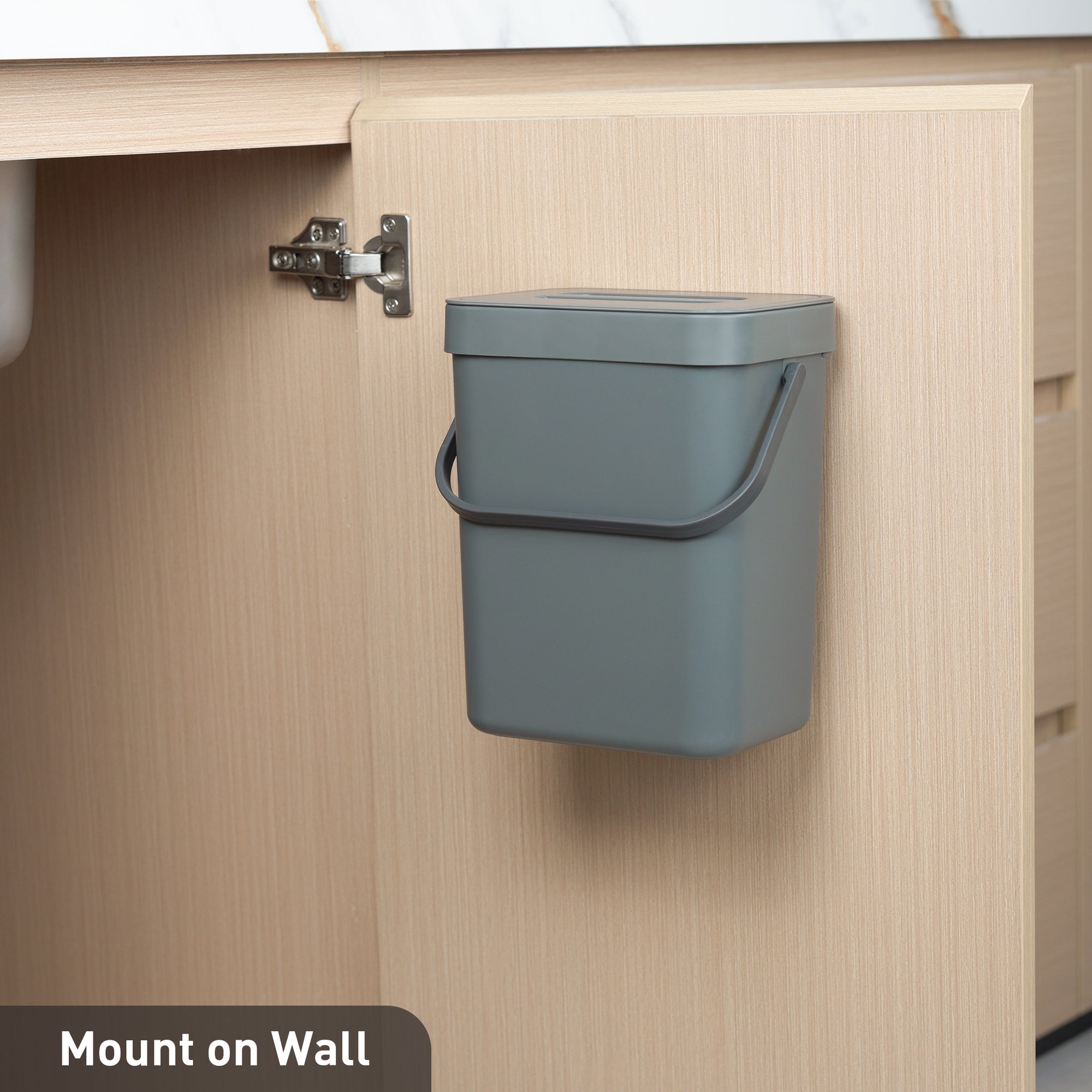 EKO Puro Compost Bin with Lid - Dark Gray 5L / 1.32 Gal – Mount on Wall