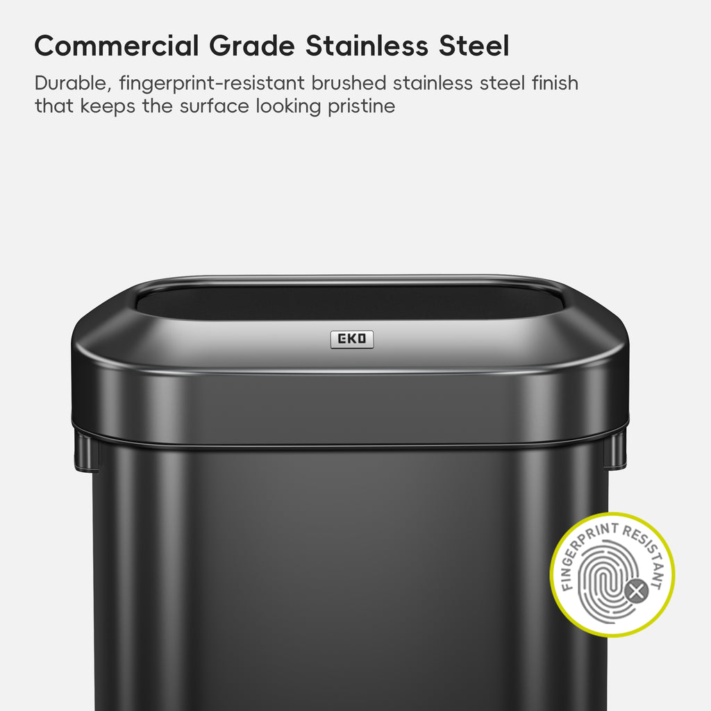 Urban Slim Open Top Commercial Trash Can, Stainless Steel