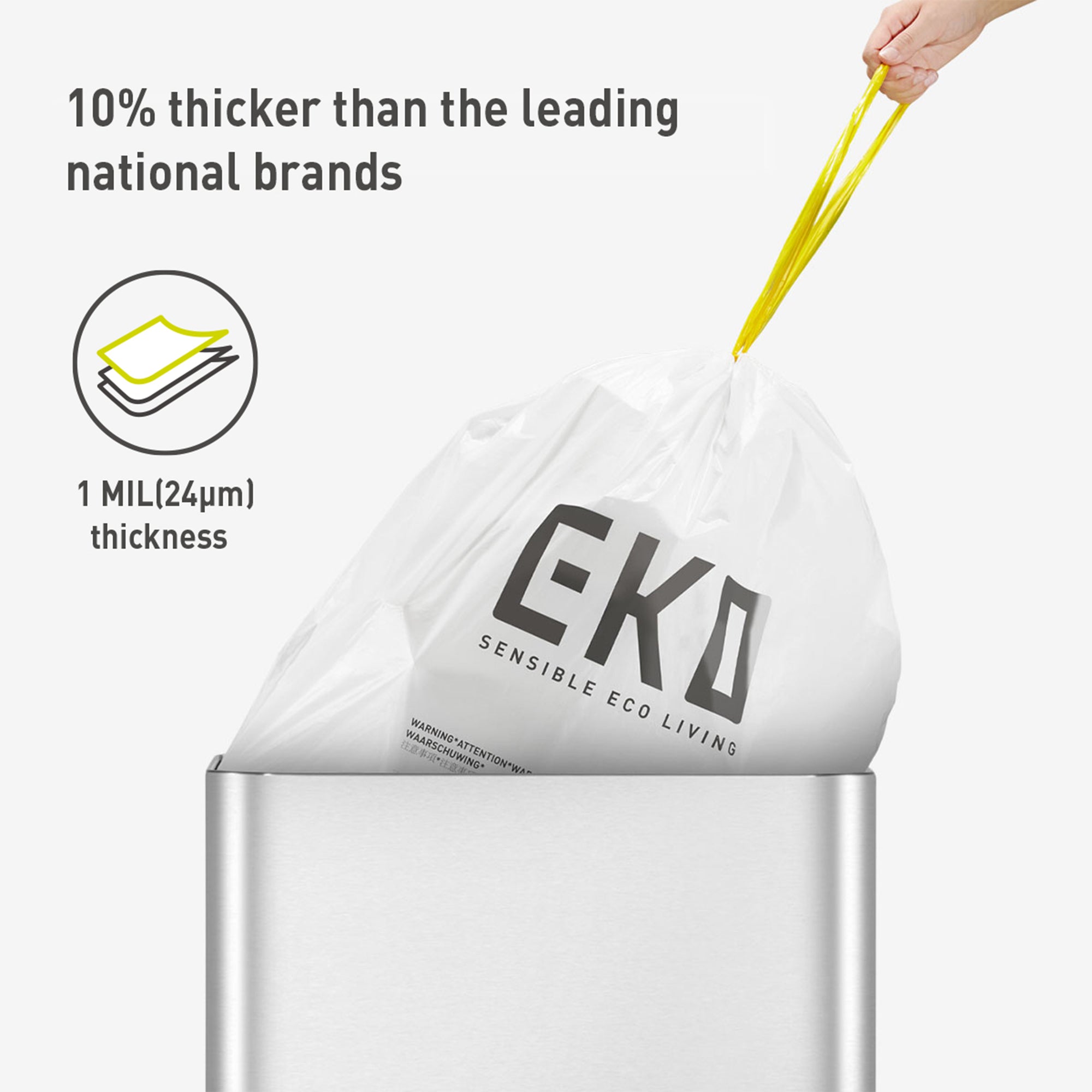 EKO Code C - 4 Gallon Easy-Dispense Roll Trash Bag - 80 Count (10-15L) – 10% thicker than the leading
national brands
