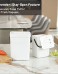 EKO Puro Compost Bin with Lid - White 5L / 1.32 Gal – Convenient Stay-Open Feature