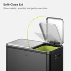 EcoCasa Dual Compartment Step Recycling Trash Can, 30+20 L / 8+5.3 Gal, Stainless Steel