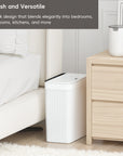 EKO Brio 10L / 2.6 Gallon in White Compact Design Motion Sensor Trash Can – Stylish and Versatile