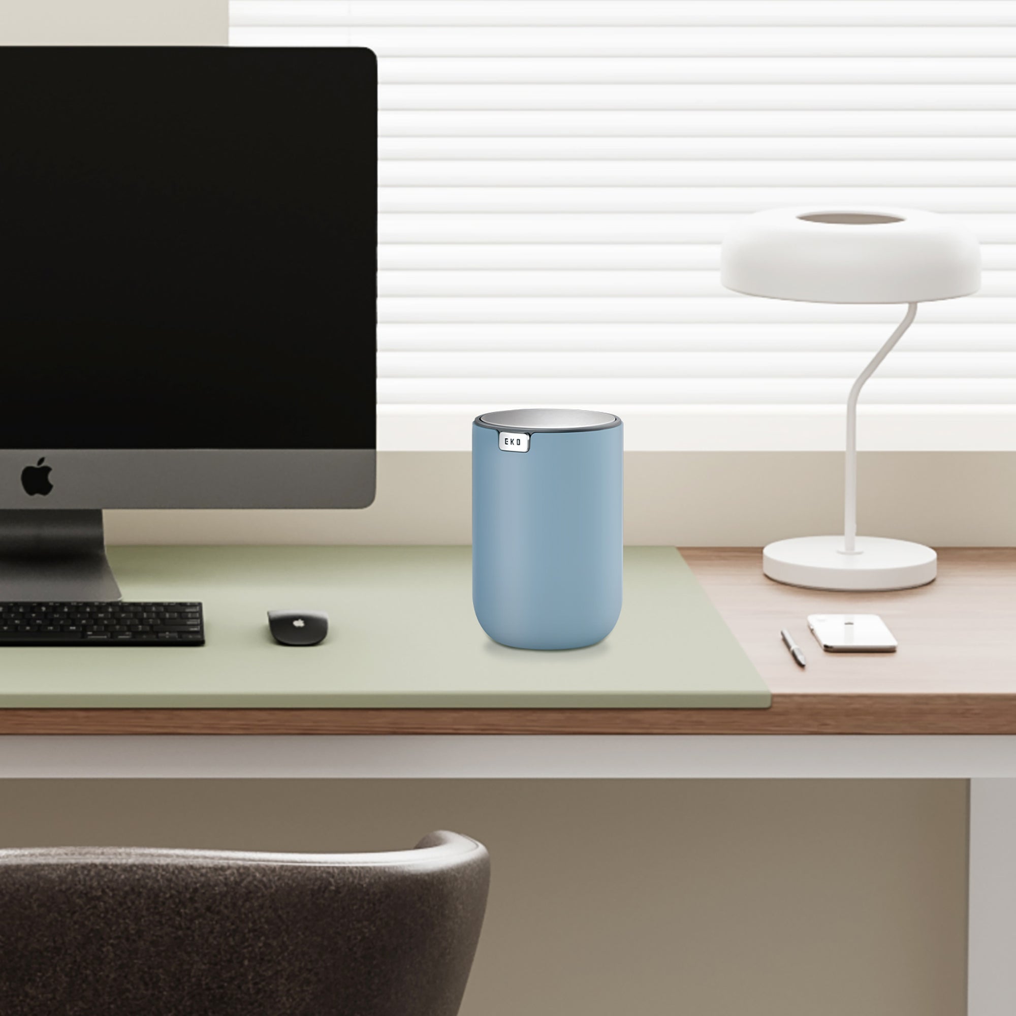 EKO Fandy Table Bin with Swing-Top Lid - Blue 1.5L / 0.4 Gal – Desk