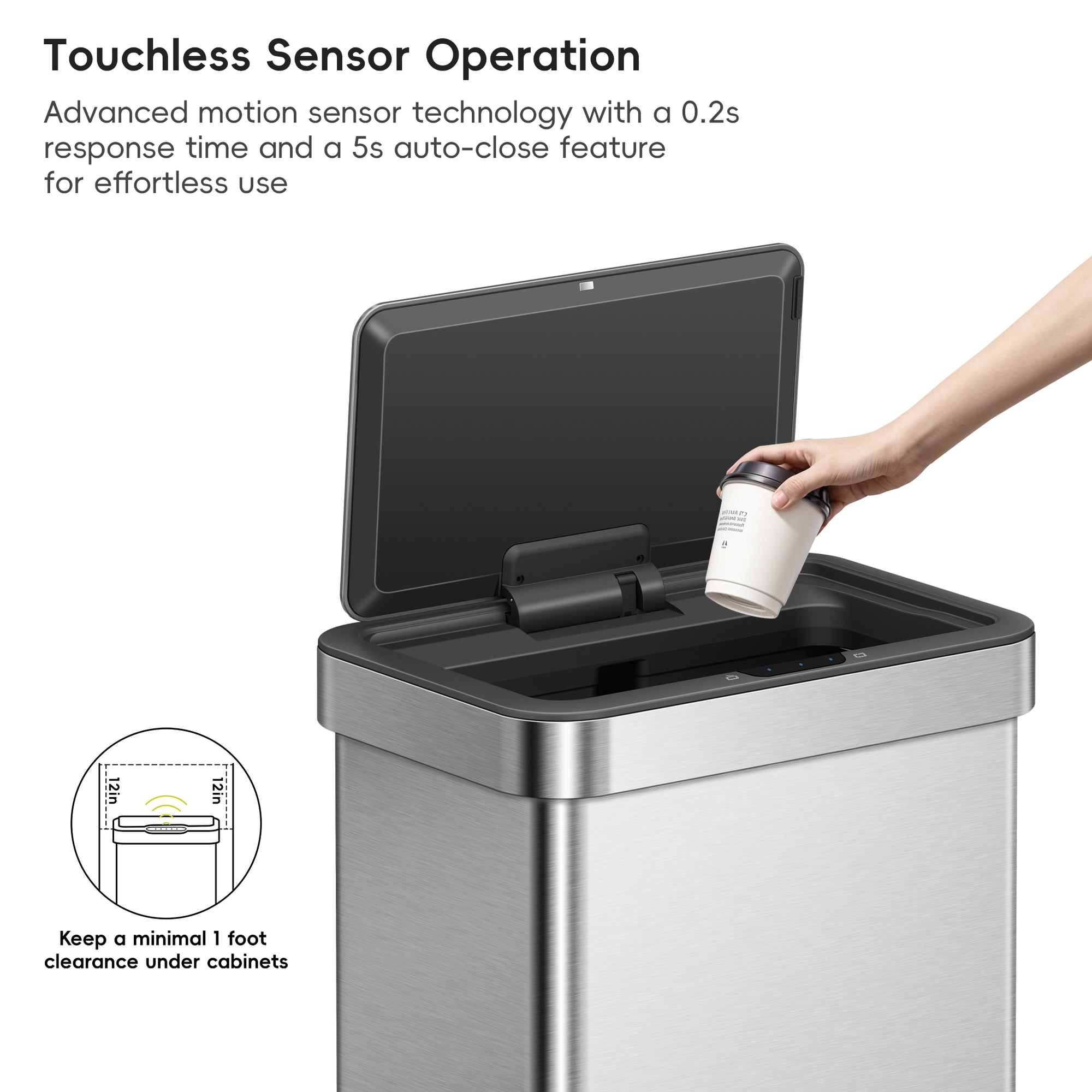 Nova Stainless Steel Motion Sensor Trash Can