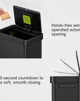EKO Deluxe Mirage-T Sensor Can - 50L / 13.2 Gal, Matte Black – Hands—free sensor operated automatic opening