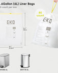 EKO Code A - 1.6 Gallon Easy-Dispense Roll Trash Bag - 80 Count (3-6L) – Perfect Fit for EK9380-6L, EK9118-6L