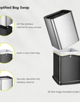EKO Laguna 2.6 Gallon/10L Open Top Trash Can with Removable Inner Basket - Matte Stainless Steel – Simplified Bag Swap