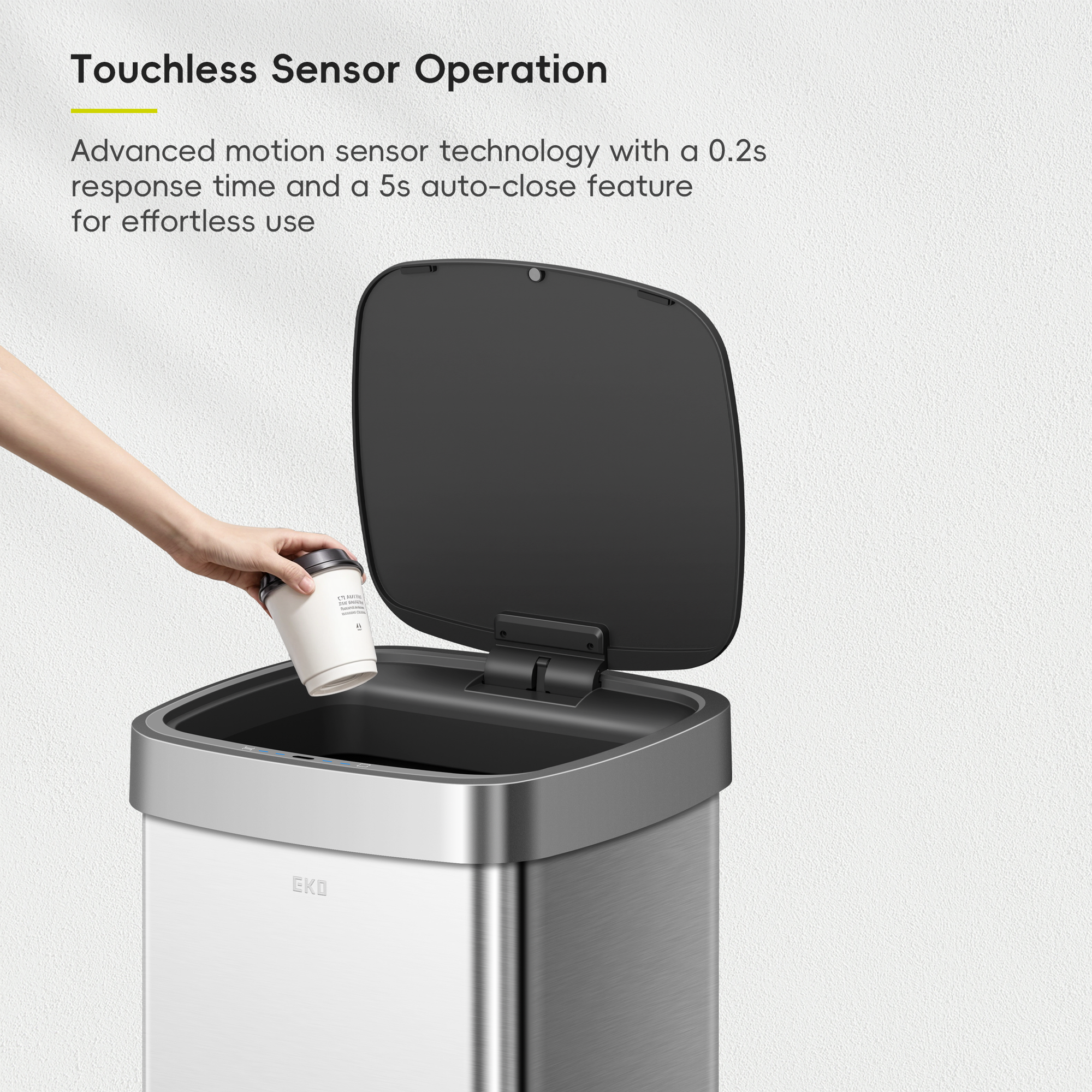 EKO Ecosmart Sensor Can - 80L / 21.1 Gal Tall and Large Kitchen Trash Can – Touchless Sensor Operation