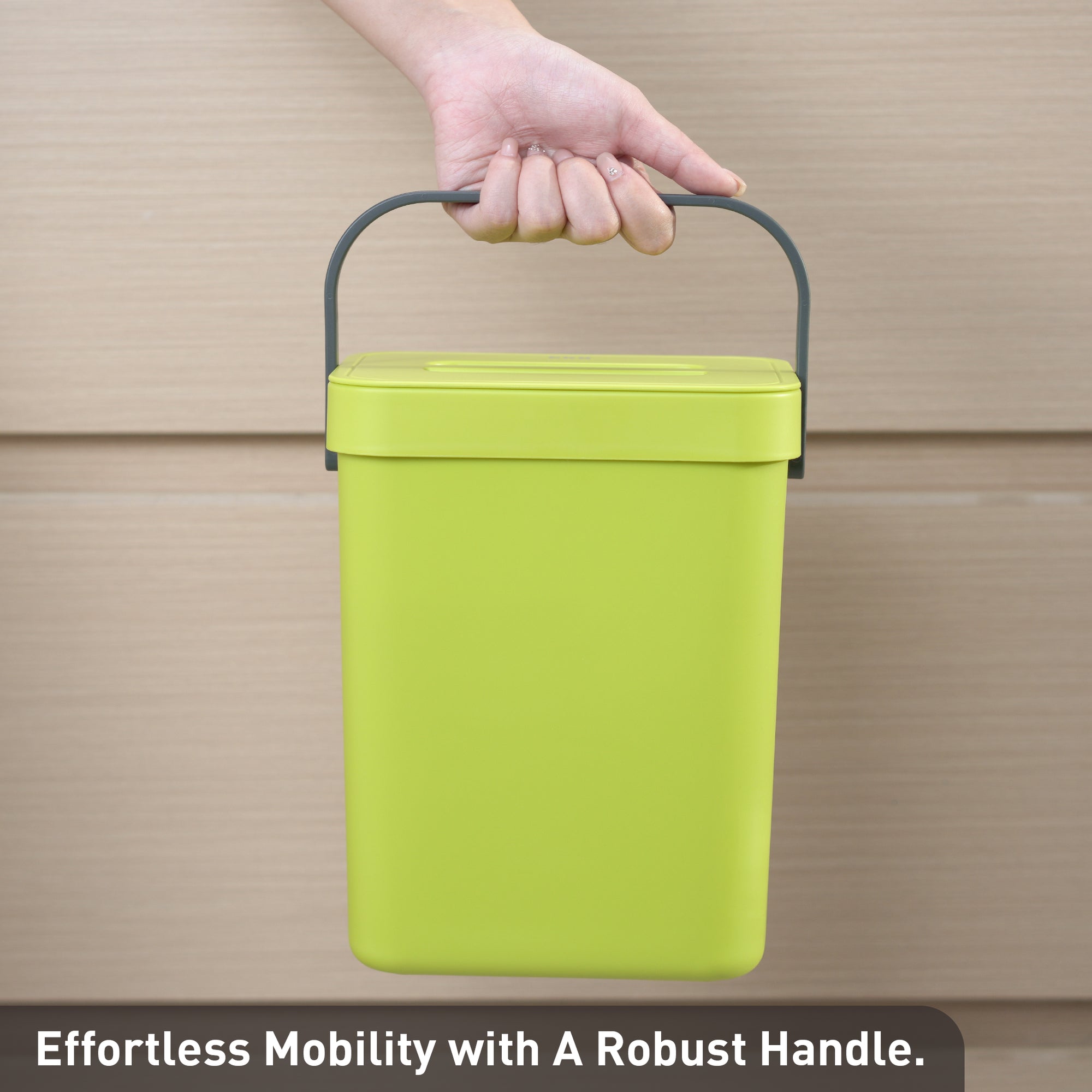 EKO Puro Compost Bin with Lid - Lime 5L / 1.32 Gal – Countertop Convenience – Effortless Mobility with A Robust Handle