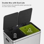 Edison Dual Compartment Step Can with Removable Inner Liners 30+30 L / 8+8 Gal