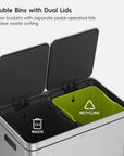 Edison Dual Compartment Step Can with Removable Inner Liners 30+30 L / 8+8 Gal