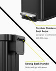 EKO Trash Can Featuring Durable Steel Pedal. Designed to withstand over 200,000 uses for long-lasting performance.