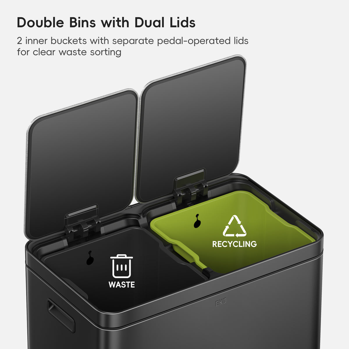 Edison Dual Compartment Step Can with Removable Inner Liners 30+30 L / 8+8 Gal