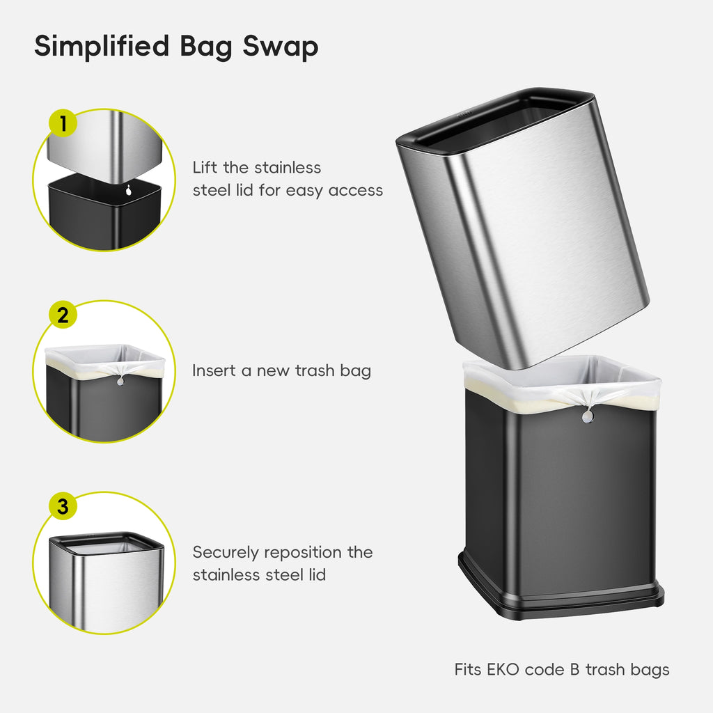 Laguna Open Top Trash Can with Removable Inner Basket 10 L / 2.6 Gal