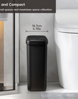 Morandi Slim Bathroom Trash Can - 10L /2.6 Gallon -Black