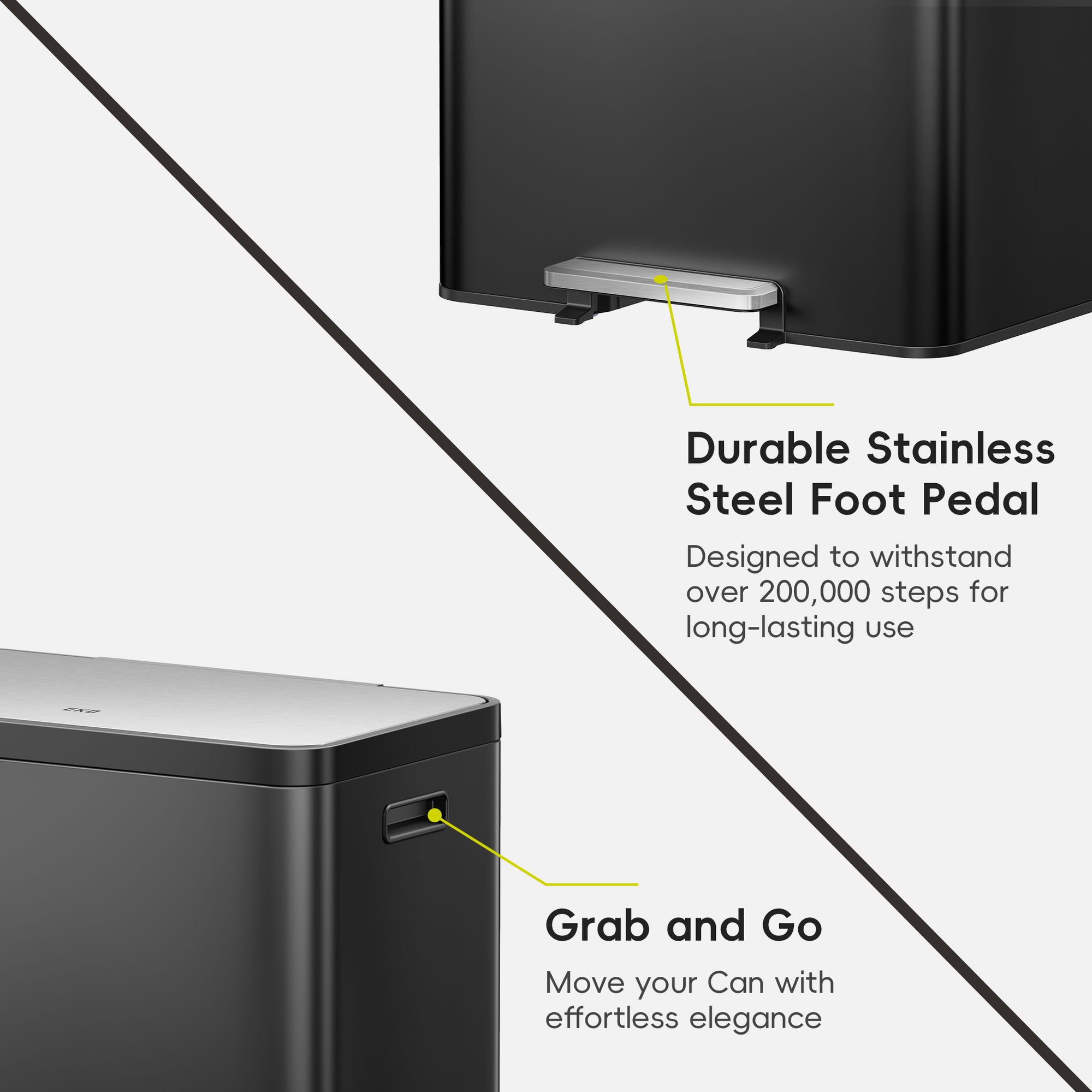 EcoCasa II Step Recycling Can - Dual Compartment 36L+24L-Matte Black