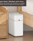 EKO Bono Sensor Bathroom Trash Can with Lid - 8L/2.1 Gallon - White – Whisper-Quiet, Effortless Soft Close - Enjoy peace and serenity with automatic soft opening and closing, perfect for bedrooms and quiet spaces