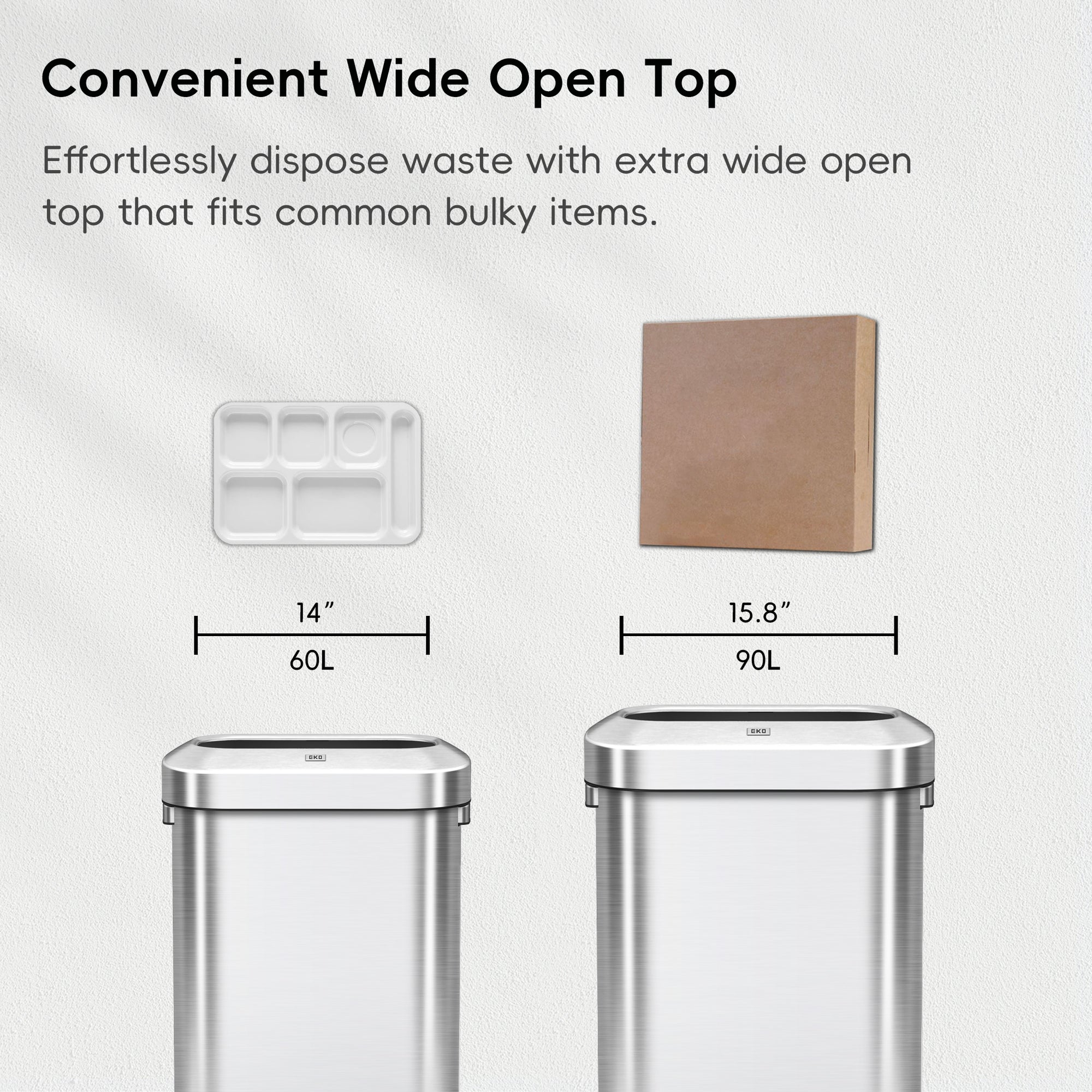 EKO Urban Slim Open Top Can Commercial Grade - 60L / 16 Gal – Convenient Wide Open Top