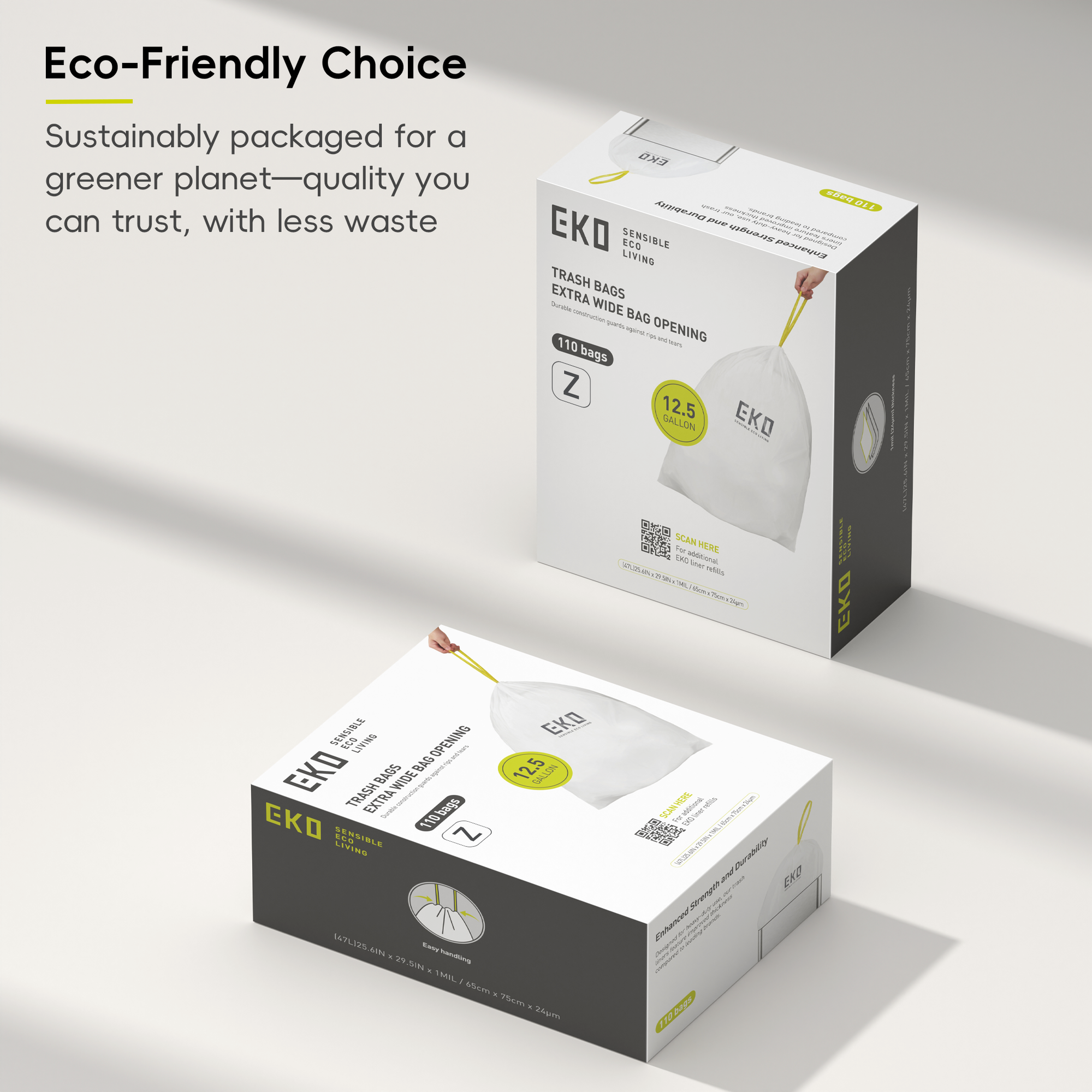 EKO Code Z - 12.5 Gallon Easy-Dispense Roll Trash Bags – Eco-Friendly Choice