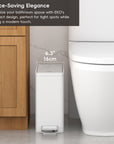 EKO EcoCasa II Slim Step Can with Liner 6L / 1.6 Gal Matte White Trash Can – Space-Saving Elegance - Maximize your bathroom space with EKOs compact design, perfect for tight spots while adding a modern touch